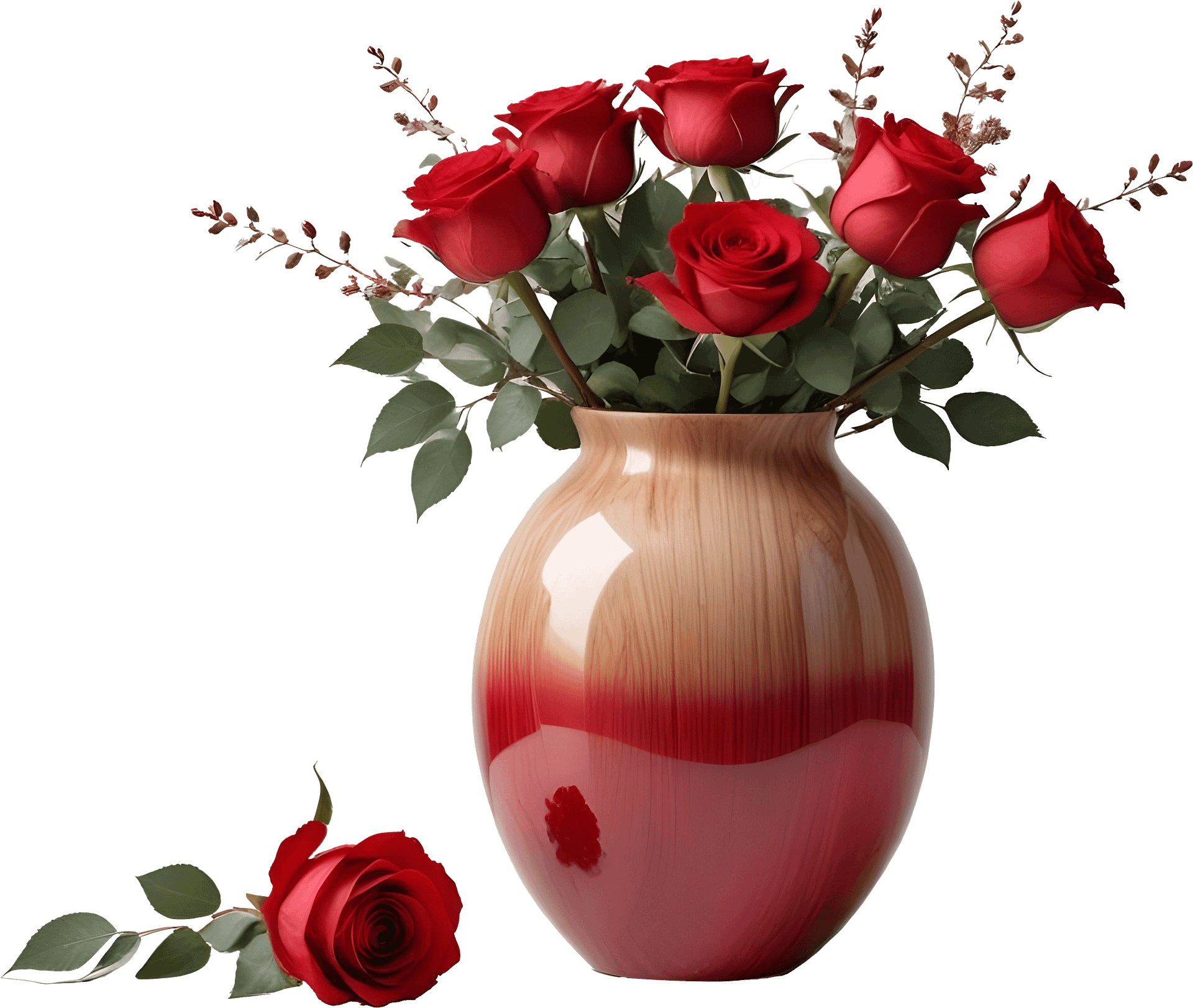 Vase with Red Rose, PNG product image (1)