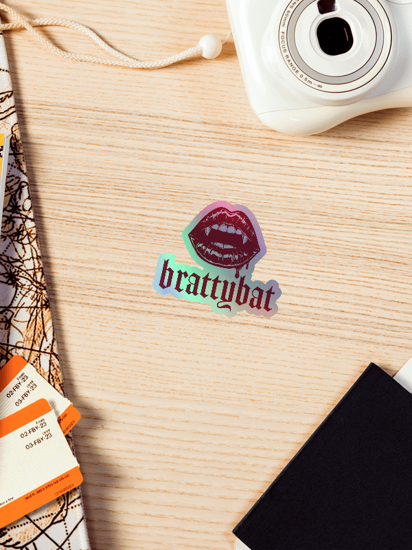 brattybat holographic logo sticker - red product image (2)
