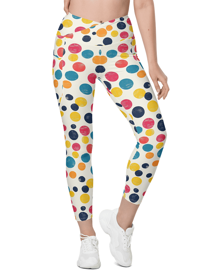 Polka Dot Illusion Vintage Retro Crossover Leggings with Pockets product image (1)
