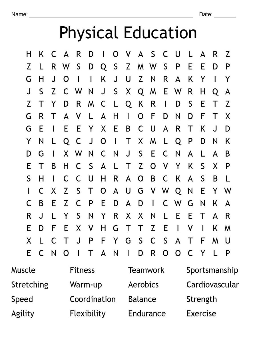 Printable Physical Education Word Search – 16 Key Vocabulary Words! product image (1)
