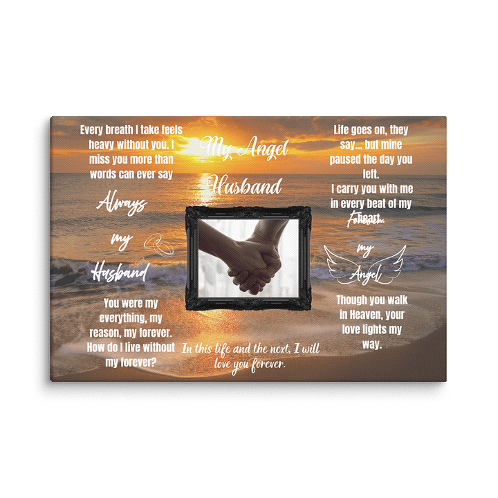 My Angel Husband in Heaven Canvas | Memorial Wall Art | Sympathy Gift for Loss of Husband | Remembrance Decor | Bereavement Gift for Widow product image (10)