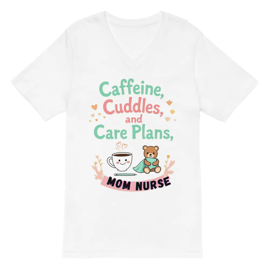 Mom Nurse Caffeine & Cuddles V-Neck Tee product image (6)