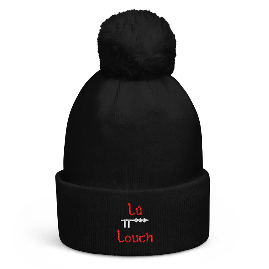 Louth/Lú Scholastic style Ogham embroidered Pom-Pom Beanie product image (1)