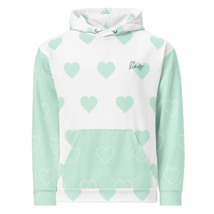 Lingling Kwong Heart Design Unisex Hoodie (White & Blue) product image (1)