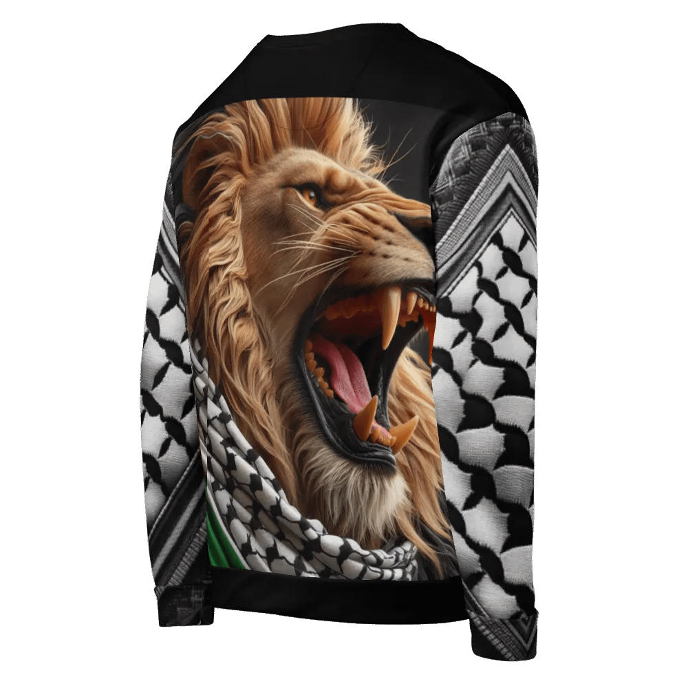 Roaring Lion Keffiyeh Unisex Sweatshirt | AI Design FREE PALESTINA product image (4)