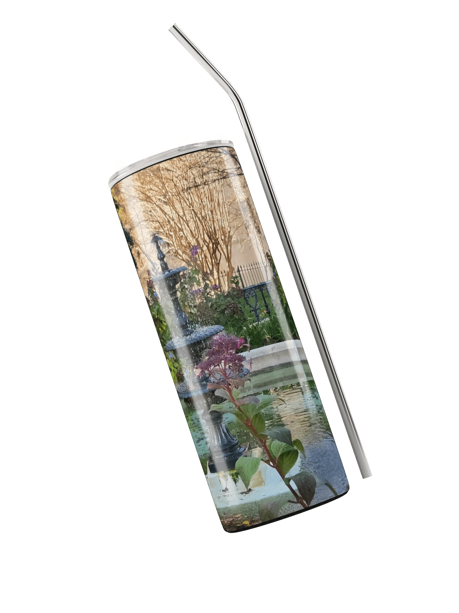 Purple Flowers Water Fountain Stainless Steel Tumbler product image (3)