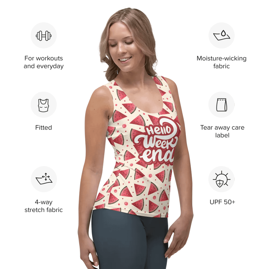 Hello Weekend Watermelon All Over Print Tank Top product image (5)