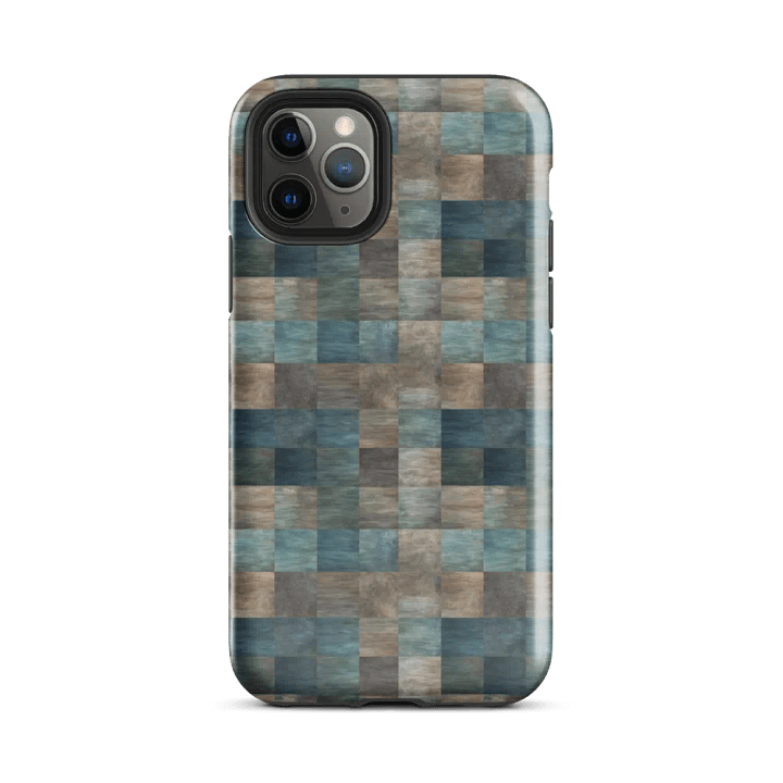 Tough Phone Case for iPhone® - Blue and Brown Checkered Pattern product image (2)