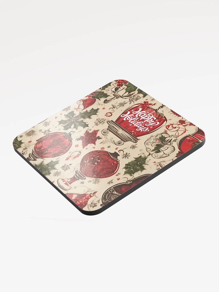 Festive Holiday Cheer Glossed Cork Coaster gift for entertainers moms colleagues friends product image (3)