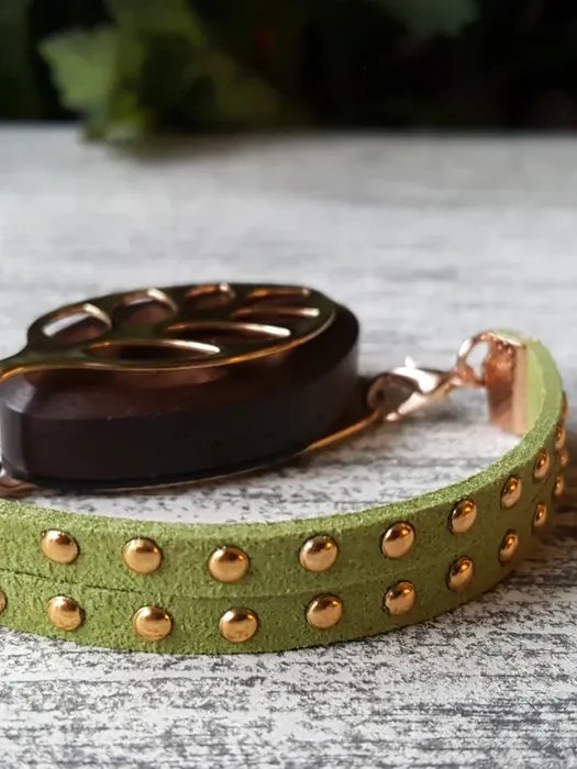 Spring Green Faux Suede Stud Bracelet | Handmade Accessory for Bellabeat Leaf Urban & Ivy product image (1)