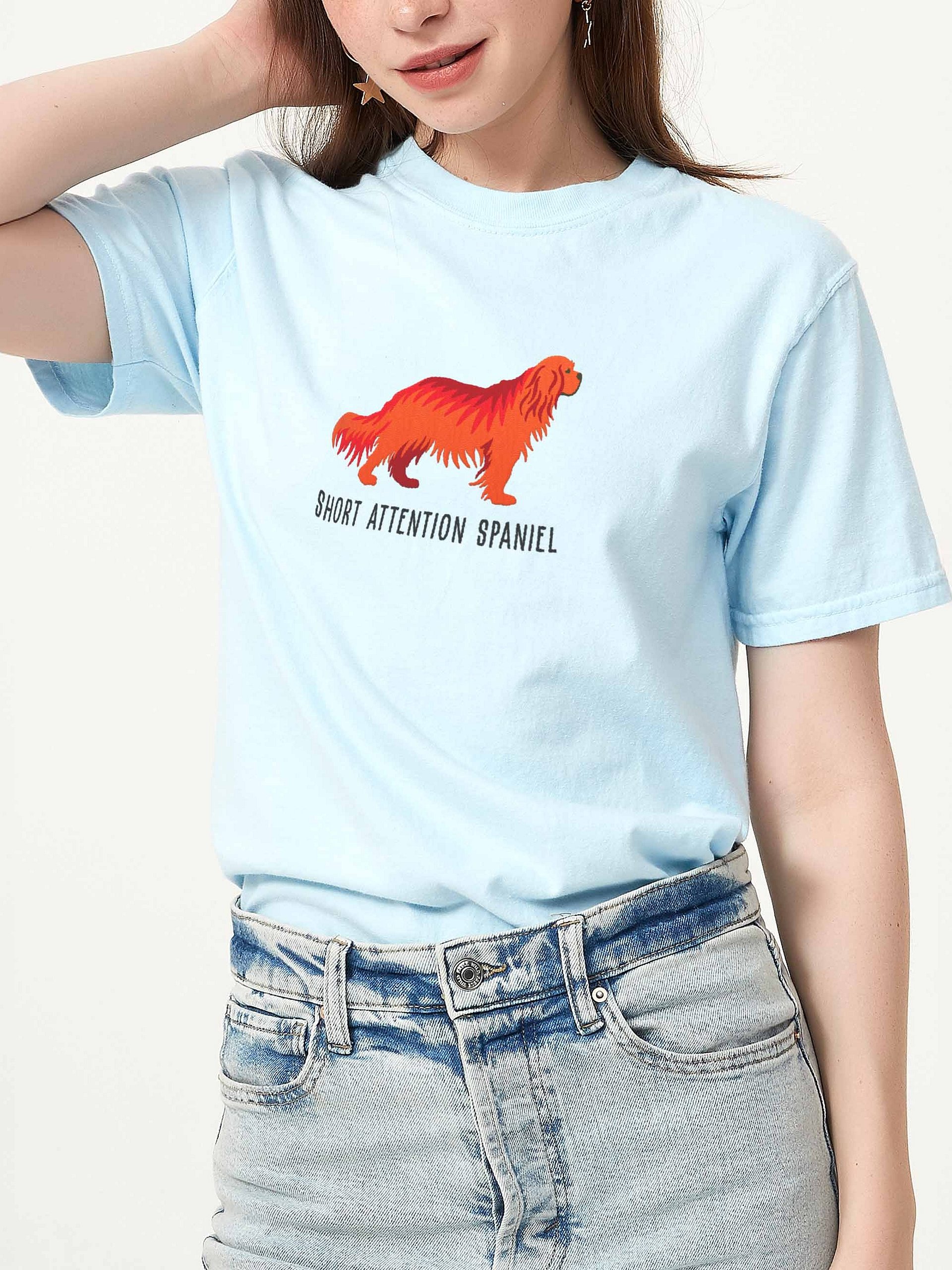 Short Attention Spaniel T-Shirt(Embroidered) of a Cavalier King Charles Spaniel(Ruby) product image (2)