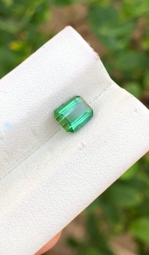 NATURAL TOURMALINE GREEN COLOR EMERALD CUT GEMSTONE FOR MEN’S RING, 1.65 CARATS product image (1)