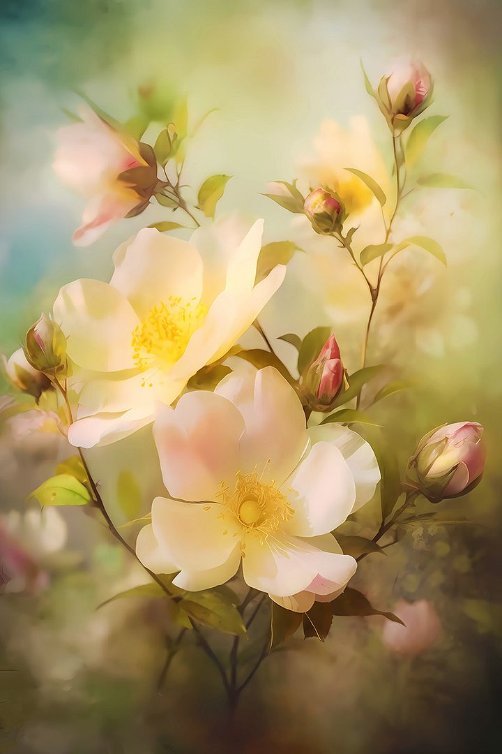 Ethereal Vintage Roses Poster: Soft Pastel Floral Wall Art for Romantic Decor Matte Poster product image (1)