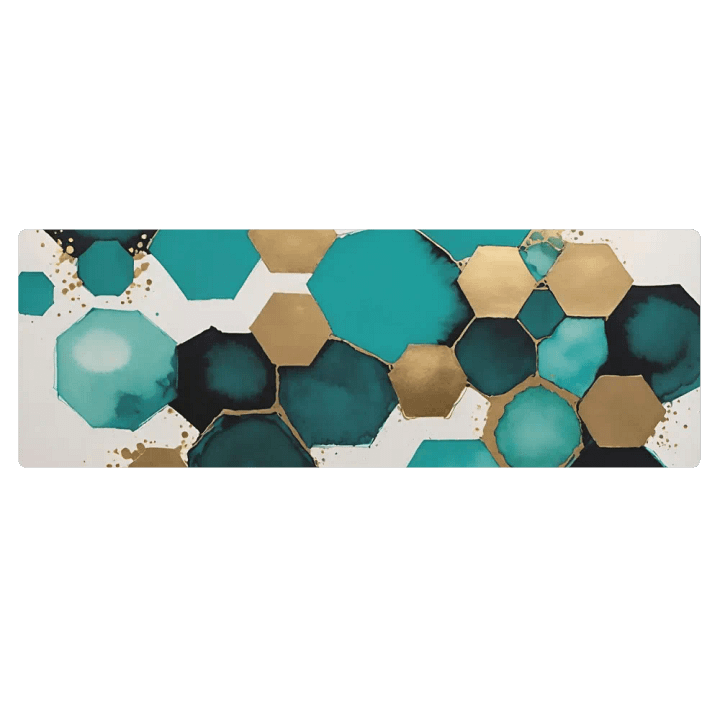 Gold and Teal Honeycomb Yoga Mat product image (1)