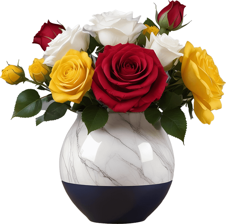 Eternal Romance – Marble Rose Vase PNG product image (1)