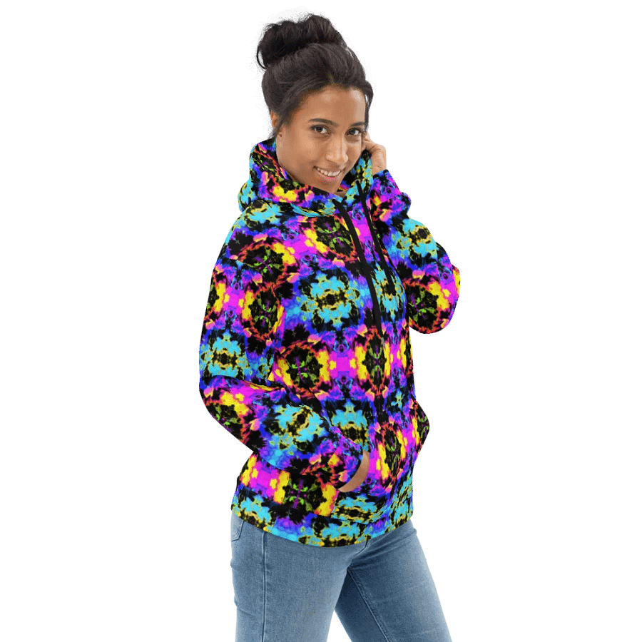 Abstract Neon Melting Daises Unisex Hoodie product image (3)