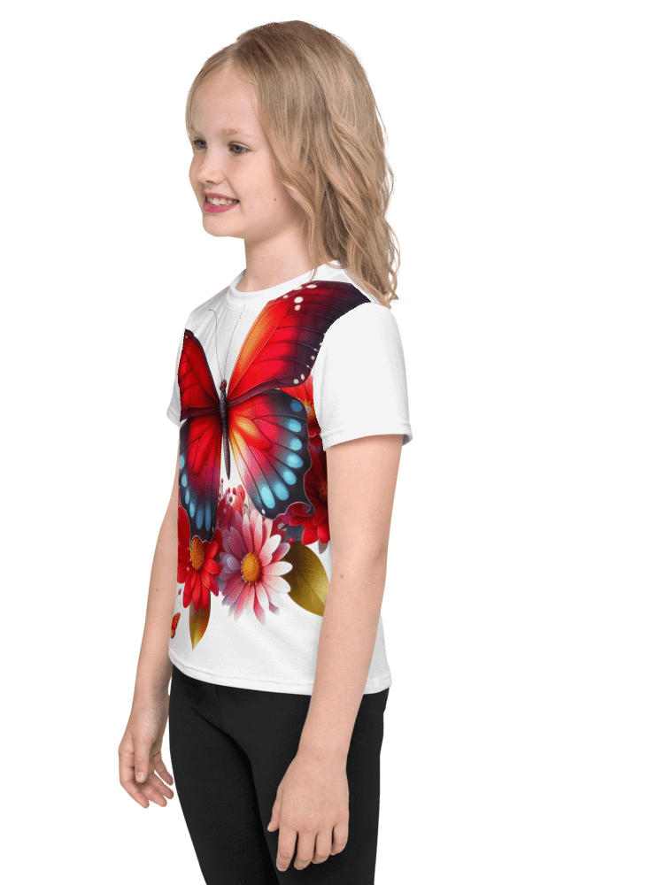 Vibrant Butterfly Paradise Red Unisex Tee product image (9)