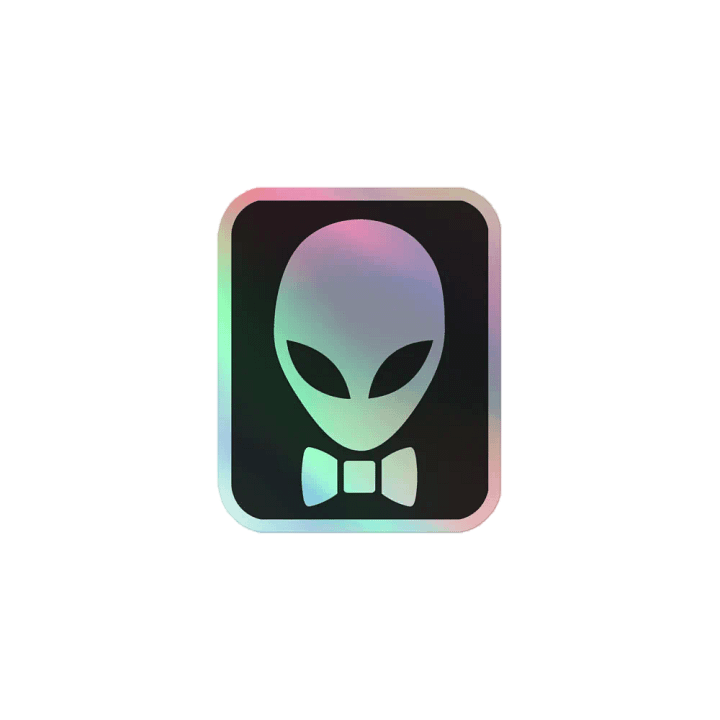 Alien with Bow Tie Holographic Sticker product image (1)