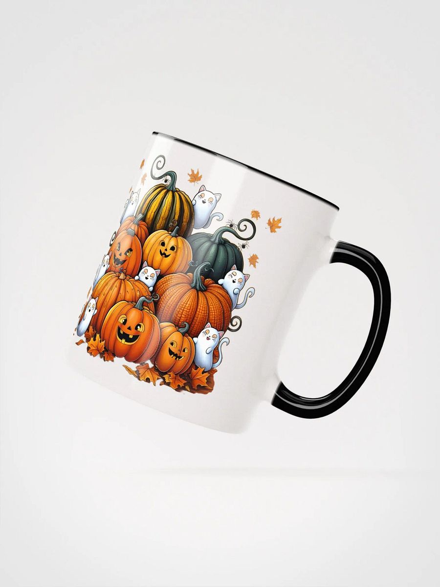 Halloween Pumpkins with Ghost Cats, Bats and Spiders Coloured Mug product image (2)