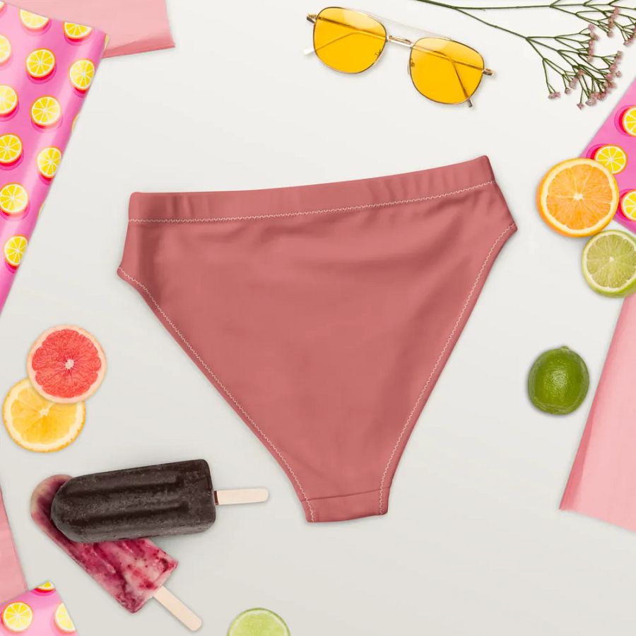 Cherry Blossom Pink Eco-Green High Waisted Bikini Bottom product image (7)