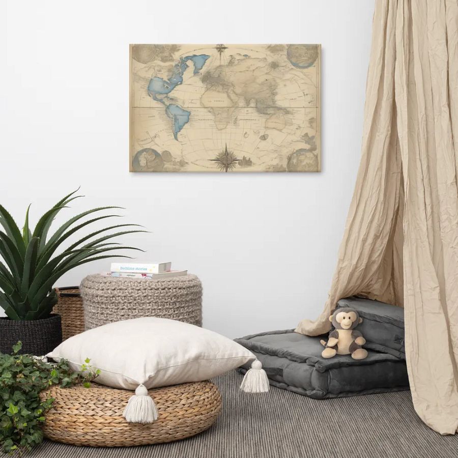 World Map for Wall Art | Earth Impressions Hand-Drawn World Map [24