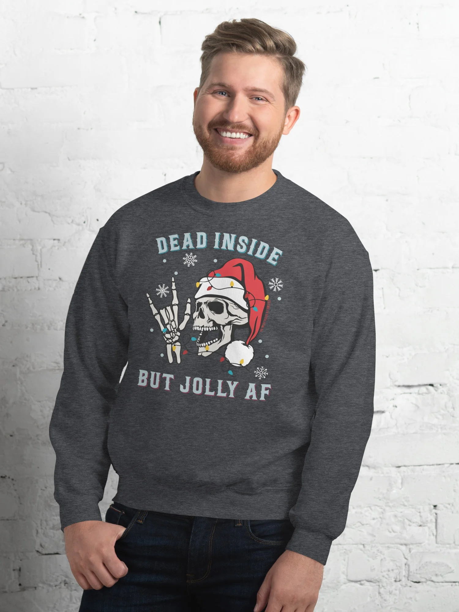 Holiday - Dead Inside but Jolly AF - Skeleton ILY sweatshirt product image (3)