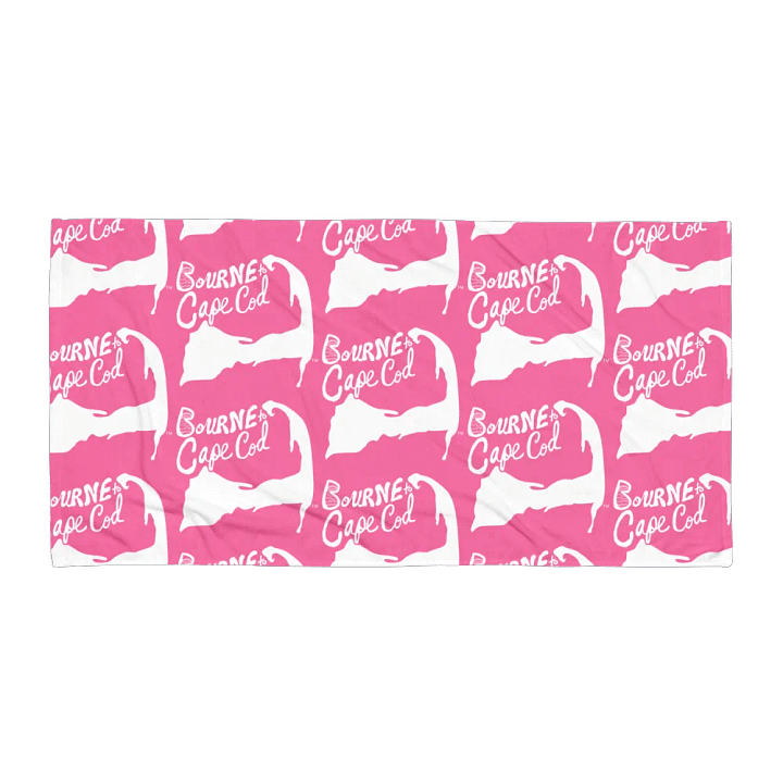 BOURNE to Cape Cod™ | Coastal Classic Beach Towel | All-Over Logo Print | Vibrant Colors for Salty Souls | White Logo on Brilliant Rose product image (1)