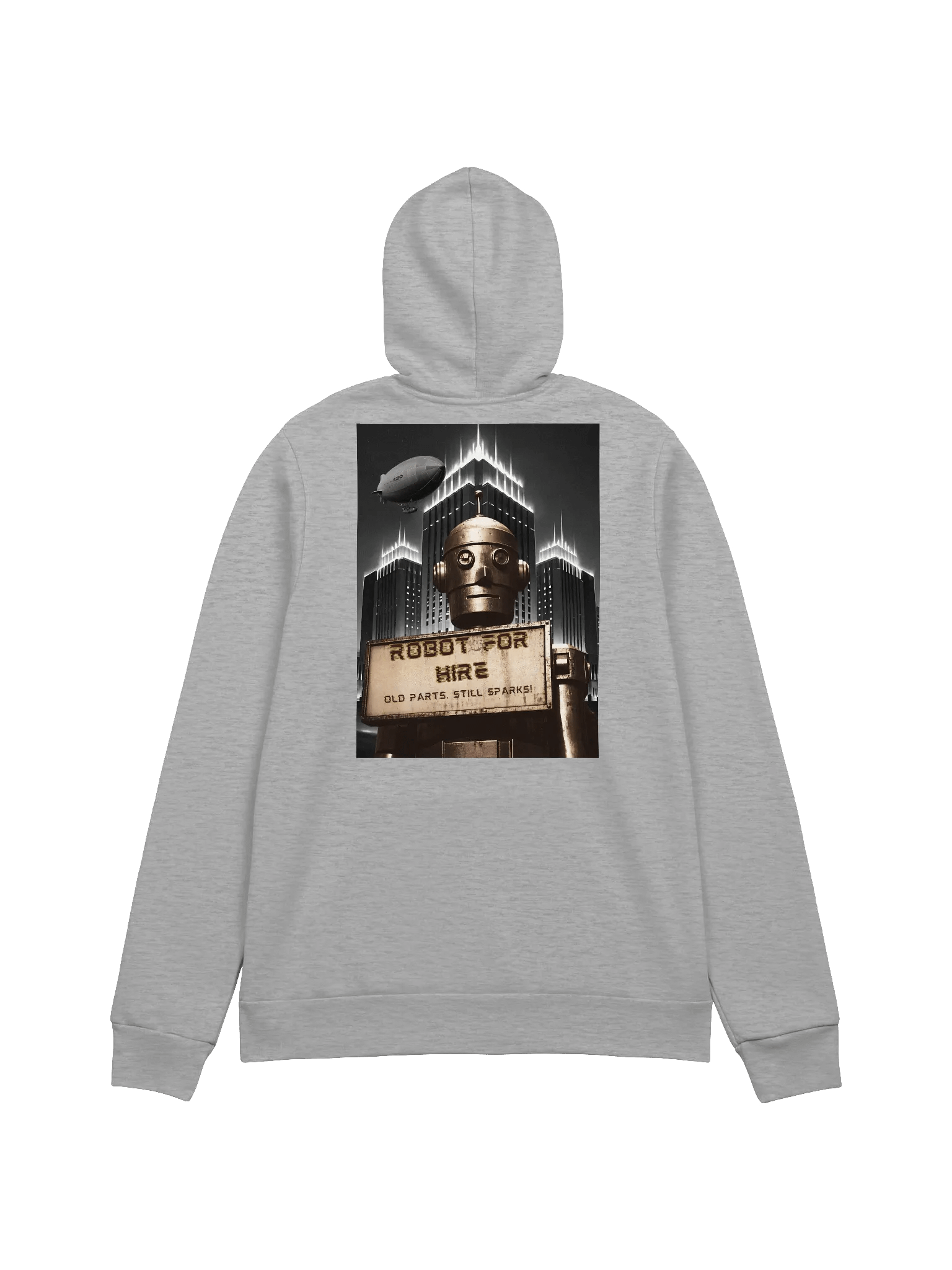 Robot For Hire Art Deco Hoodie Back Graphic - Vintage Sci-Fi Style product image (3)