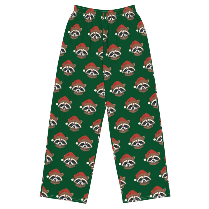 Raccoon Christmastime Wide-Leg Lounge Pants in Green product image (1)
