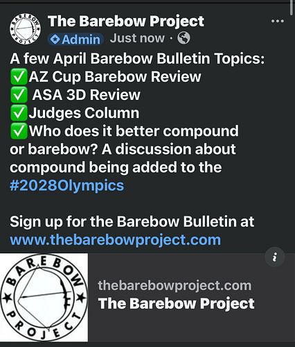 Should the @olympics be adding compound or barebow in 2028? Read about it in the next issue of the #BarebowBulletin