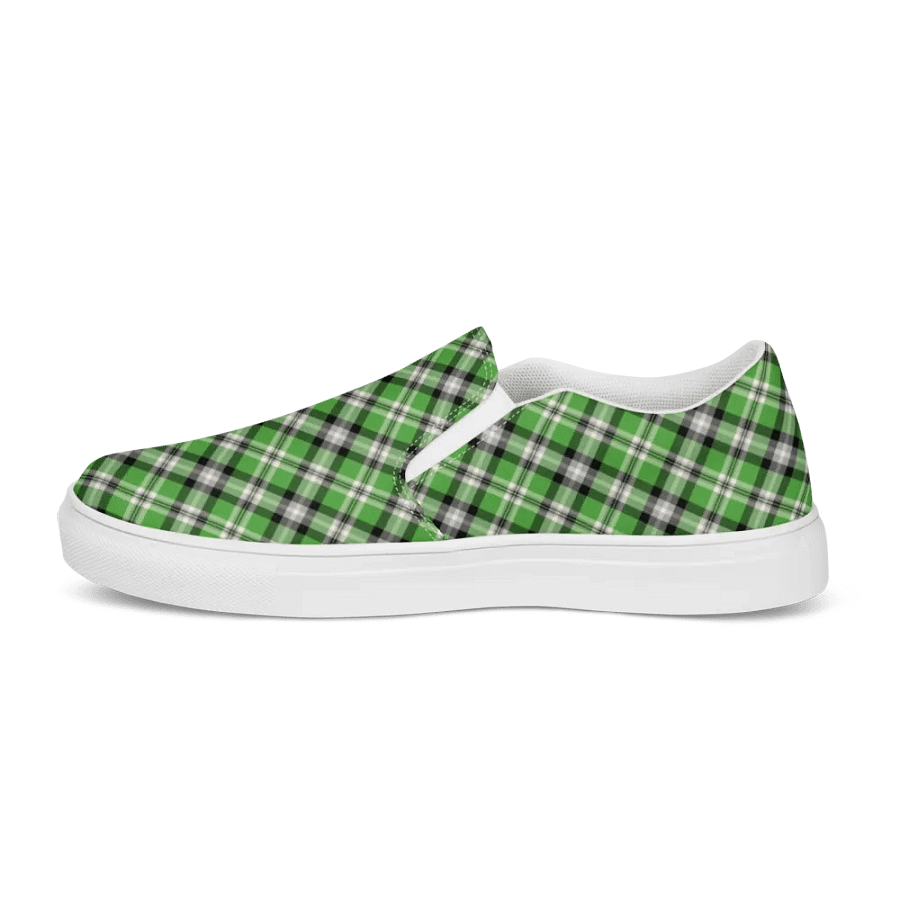 Bright Green, Black, and Gray Plaid Women's Slip-On Shoes product image (6)