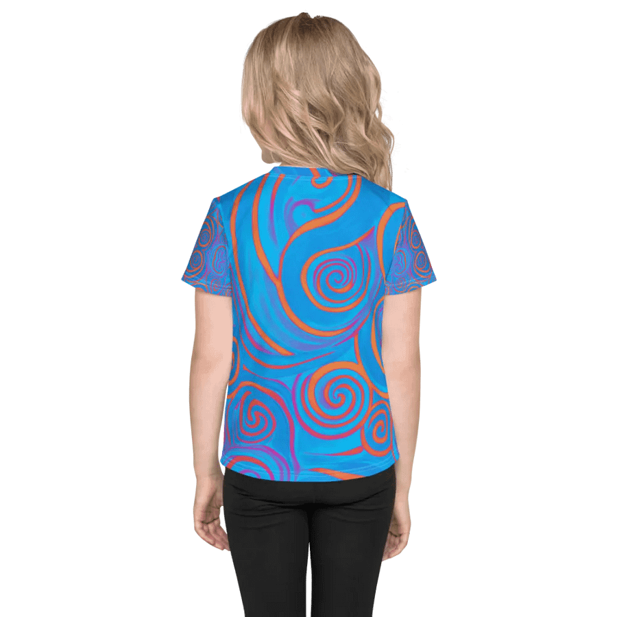 Funky Blue Dreams Liquid Tie-Dye Kid's and Toddler's Crew Neck T-shirt product image (2)