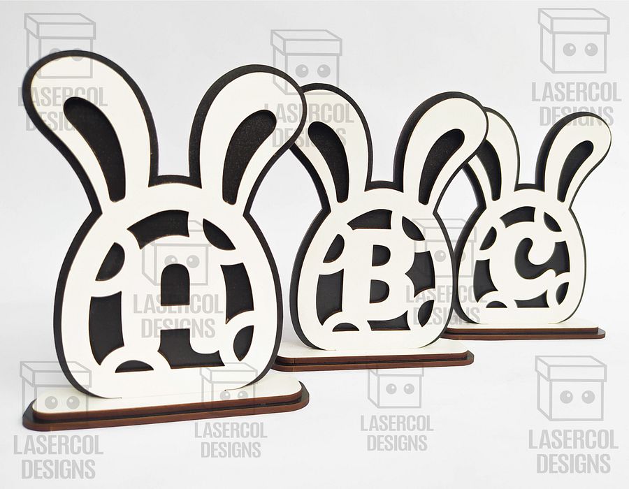 Easter Bunny Monogram Set 4 (3 Sizes) - Laser Cut Files product image (10)