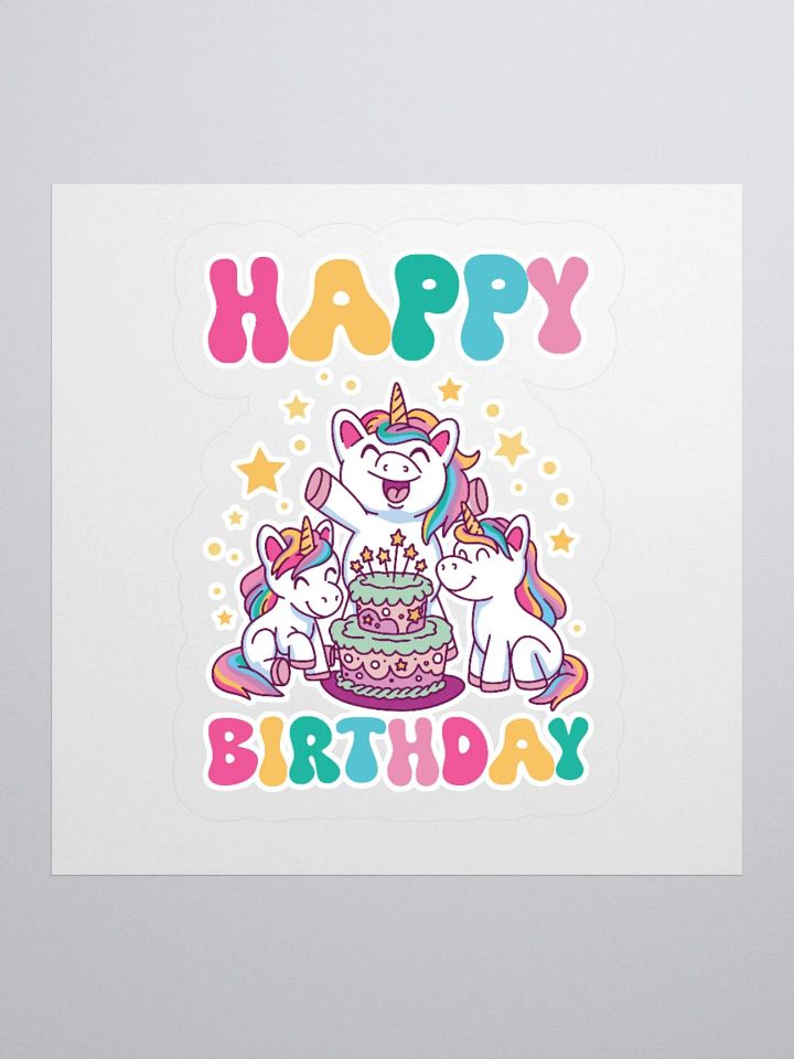 Happy Birthday (Unicorns With Birthday Cake) Sticker product image (1)