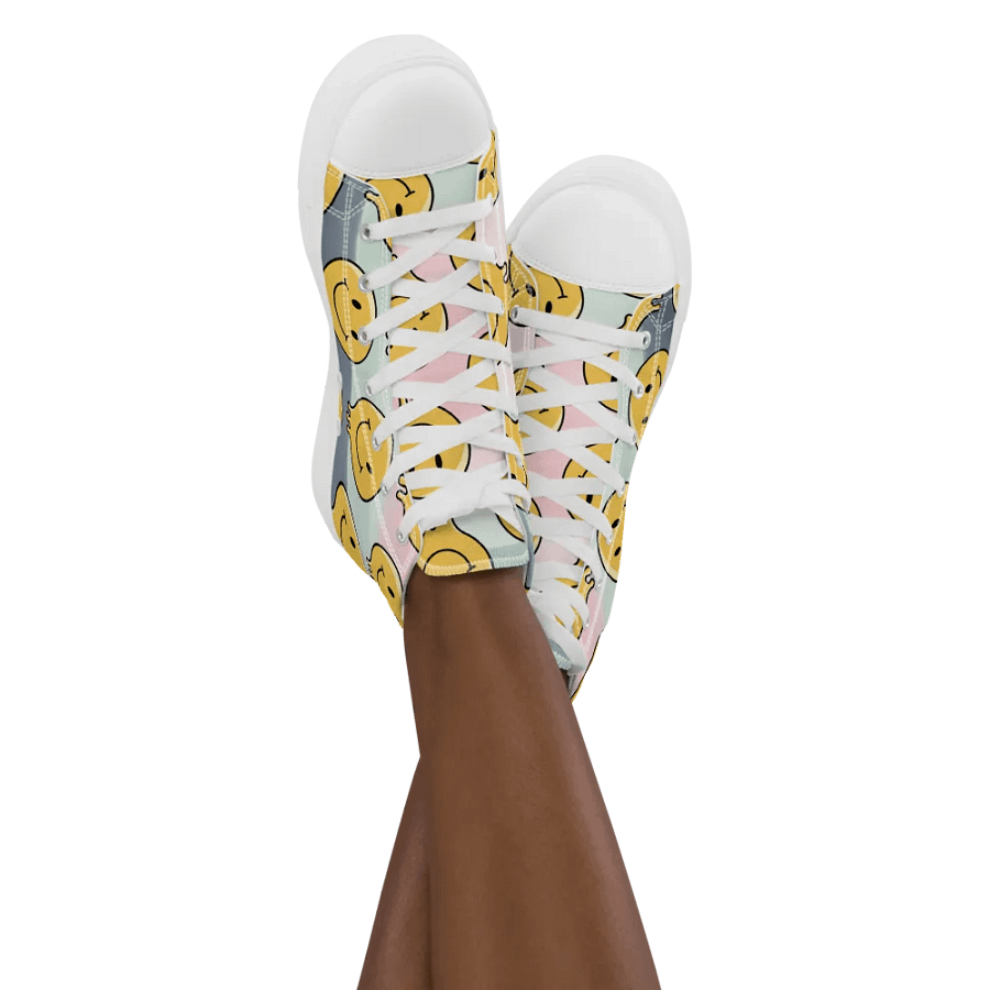 'Happy Face' Women's Handmade High Top Canvas Shoes product image (5)
