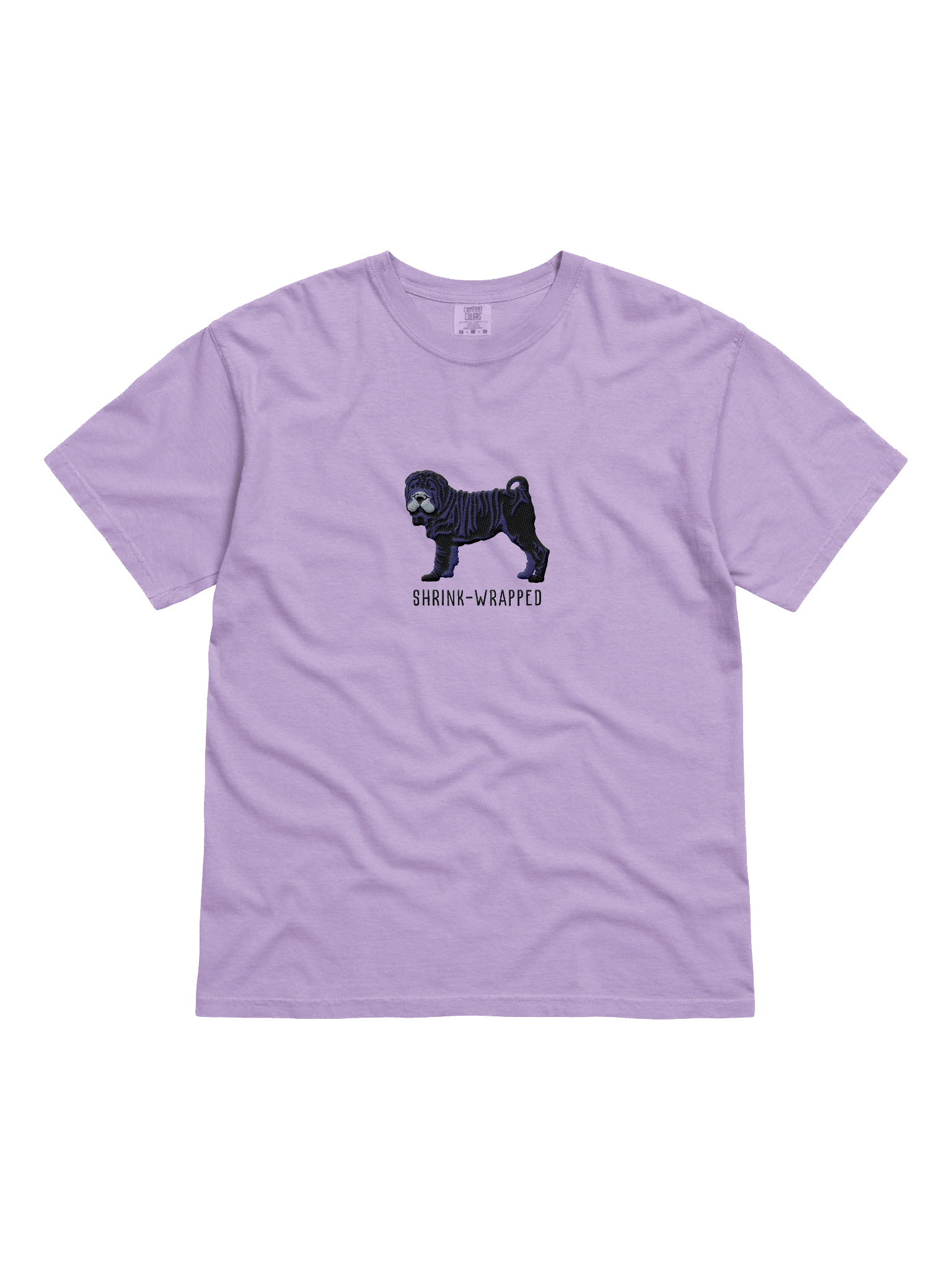 Shrink-Wrapped T-Shirt(Embroidered) of a Chinese Shar-Pei(Black) product image (31)