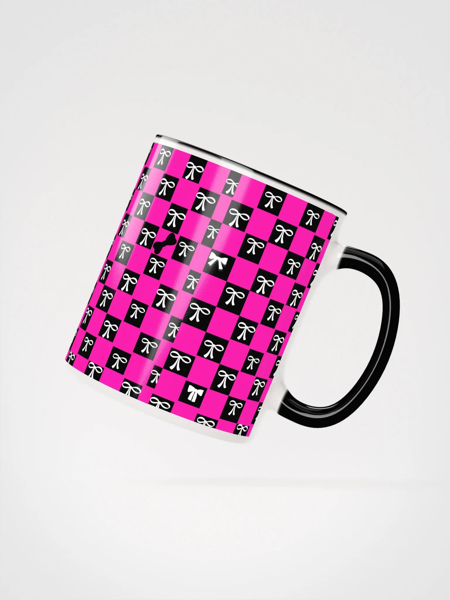 Bow Design Checkerboard Ceramic Coffee Mug product image (4)