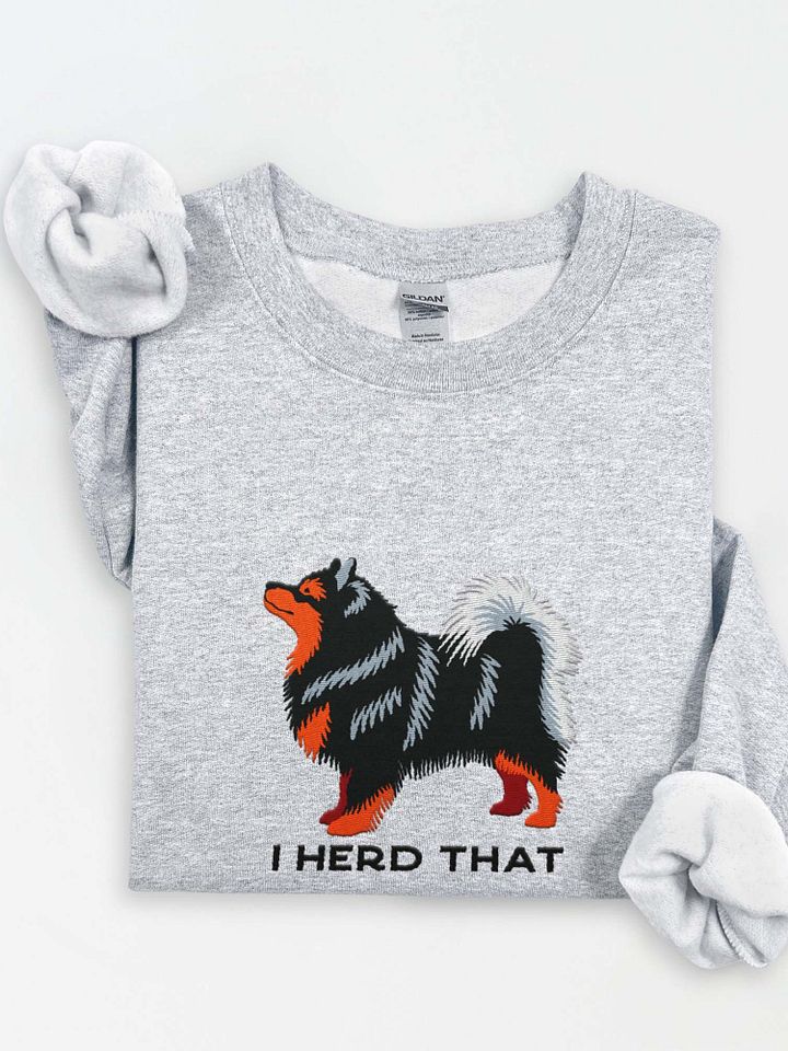 I Herd That Sweatshirt (Embroidered) of a Finnish Lapphund(Black & Tan) product image (1)