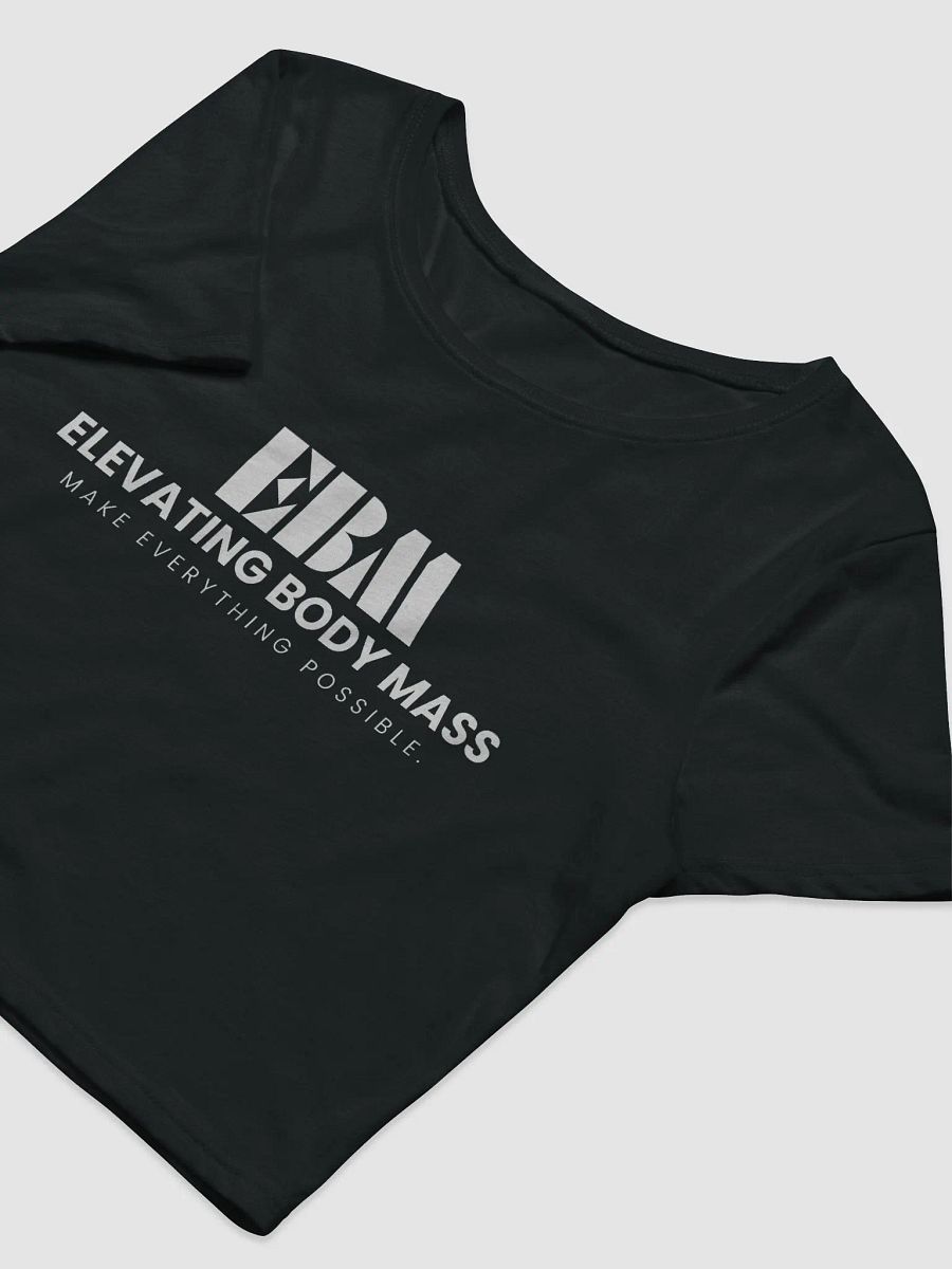 EBM Black Women's Crop Baby Tee (White Logo) product image (4)