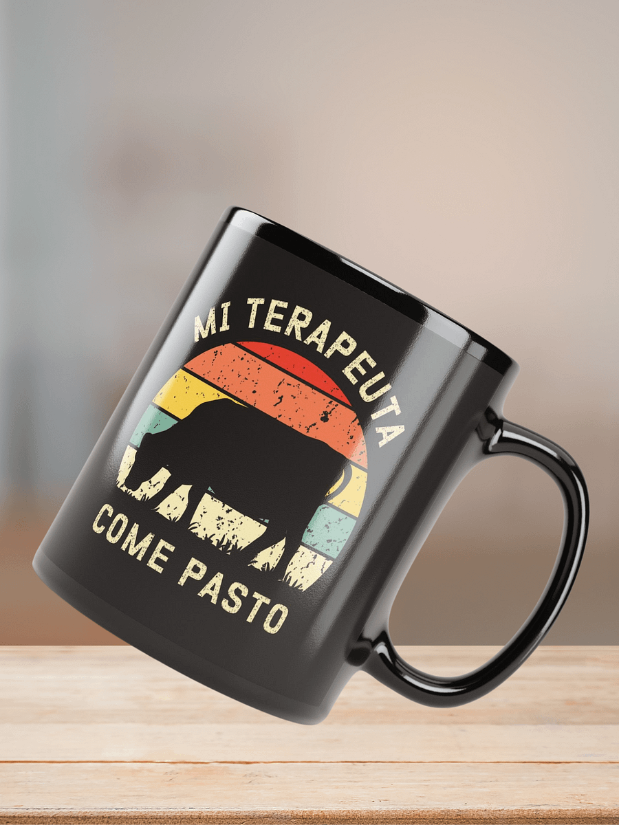 "Mi terapeuta come pasto-Vaca" Mug negro product image (8)