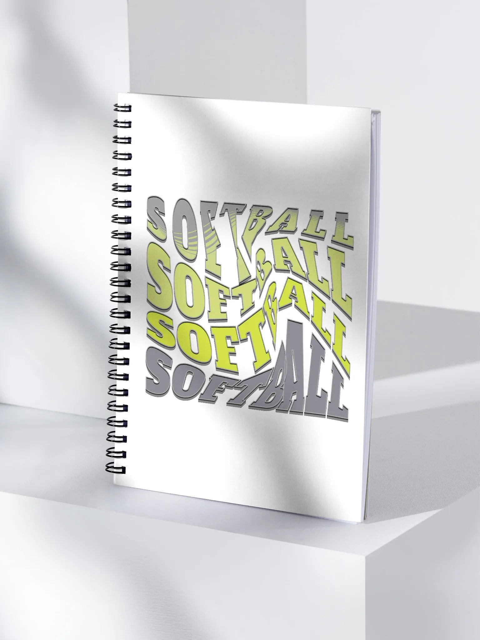 Swirl Softball Dynamic Typography Spiral Notebook product image (1)