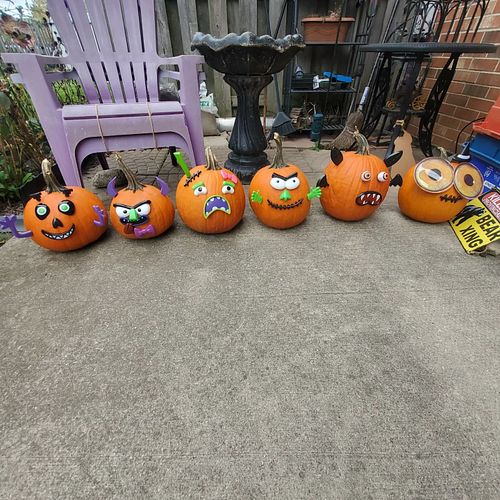 Happy Halloween! 🎃  The pumpkins @maple_mariposa & I decorated for Twitch Stream last night. #Pumpkin #Decorating #Halloween ...