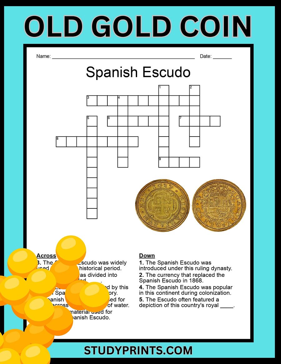 OLD GOLD COIN Crossword Puzzle - Spanish Escudo product image (1)