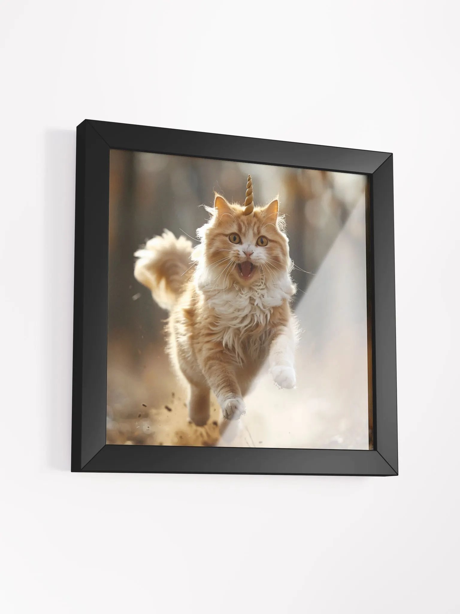 Charging Orange Unicorn Cat Funny Framed Wall Art product image (19)