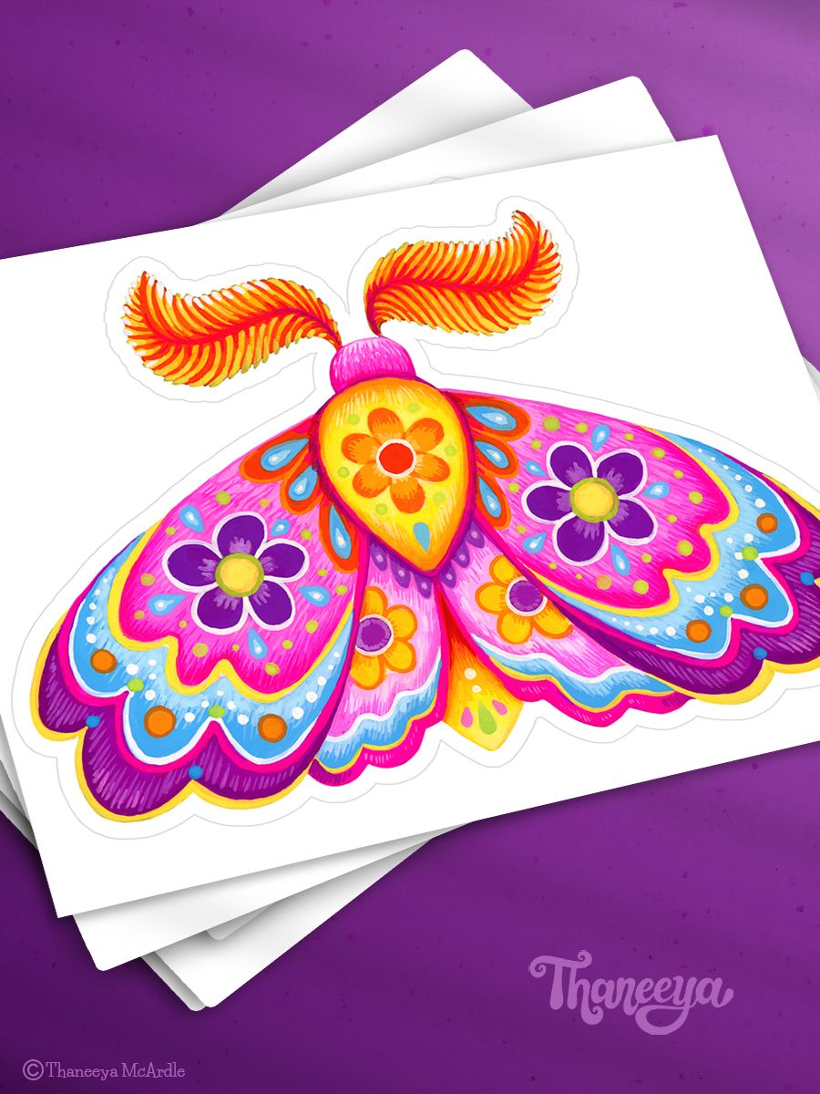 Colorful Moth Sticker product image (1)