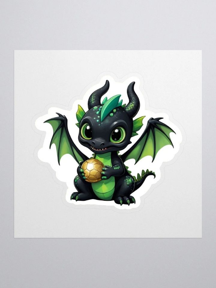 Cute Black and Green Baby Dragon V.2 Sticker product image (1)