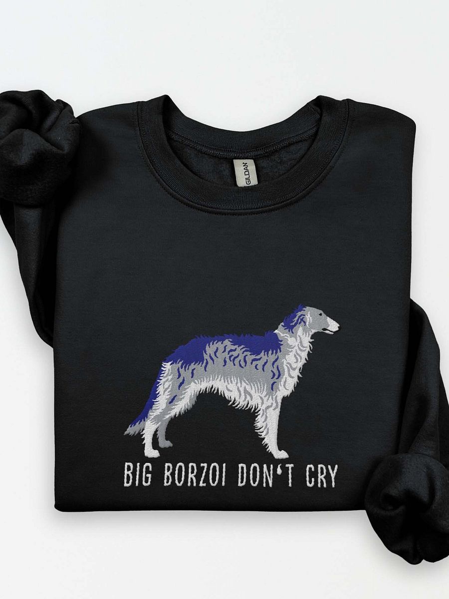 Big Borzoi Don't Cry Sweatshirt (Embroidered) of a Borzoi(Blue) product image (1)