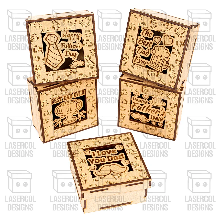 Father's Day Gift Boxes Bundle (10 Styles, Set 1-2) - Laser Cut Files product image (7)