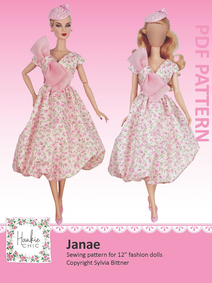 Janae sewing pattern for 12" fashion dolls product image (1)