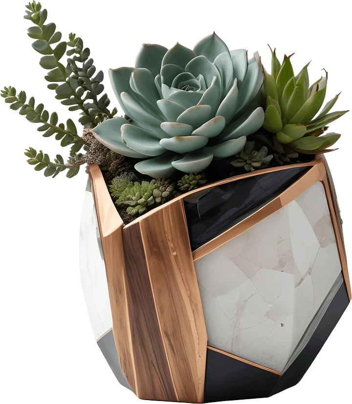 Earthly Symphony – Faceted Succulent Vase PNG product image (1)